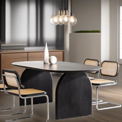 Luxury Solid Wood Curved Dining Table Set Rattan Chairs -4-seater-6-seater-all-sizes