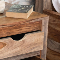 Sheesham Solid Wood 3 Drawer Bedside Table | Matte Finish