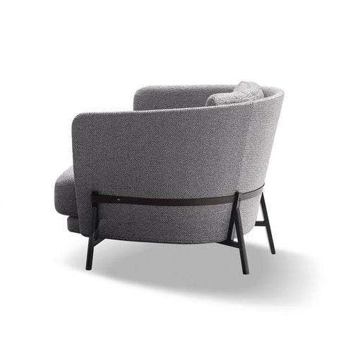 Modern Solid Wood Fabric Armless Chair- Grey Finish