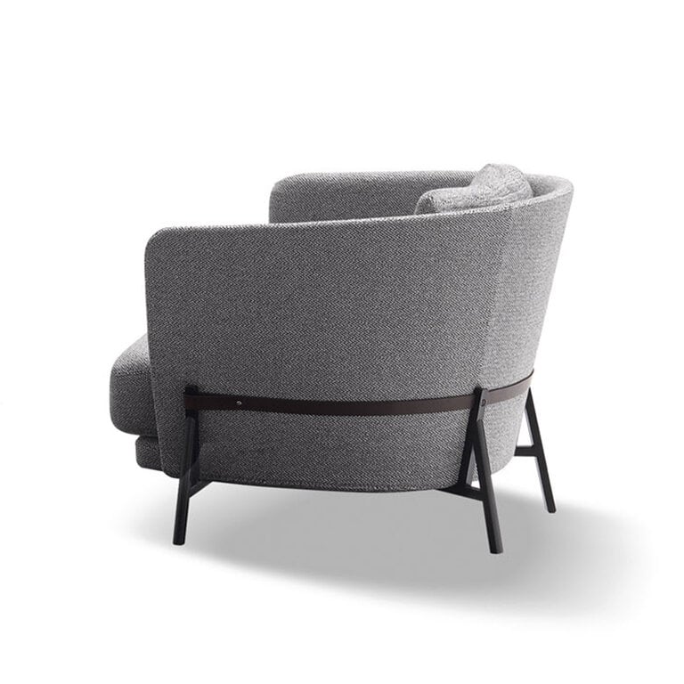 Modern Solid Wood Fabric Armless Chair- Grey Finish