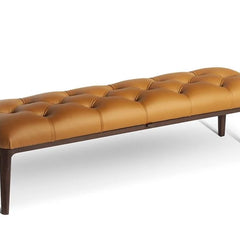 Modern Tufted Upholstered Leather Bench