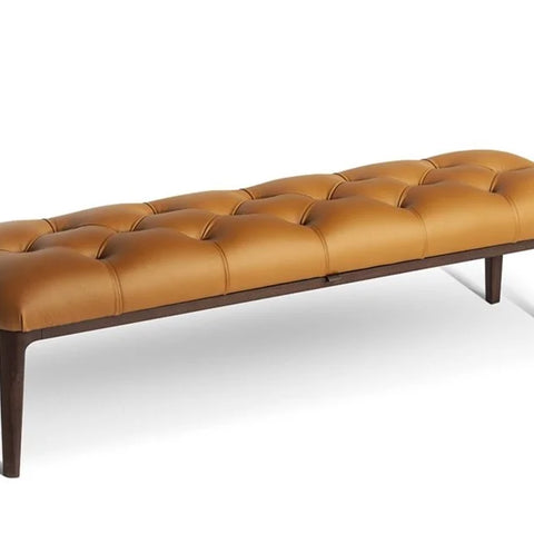 Modern Tufted Upholstered Leather Bench