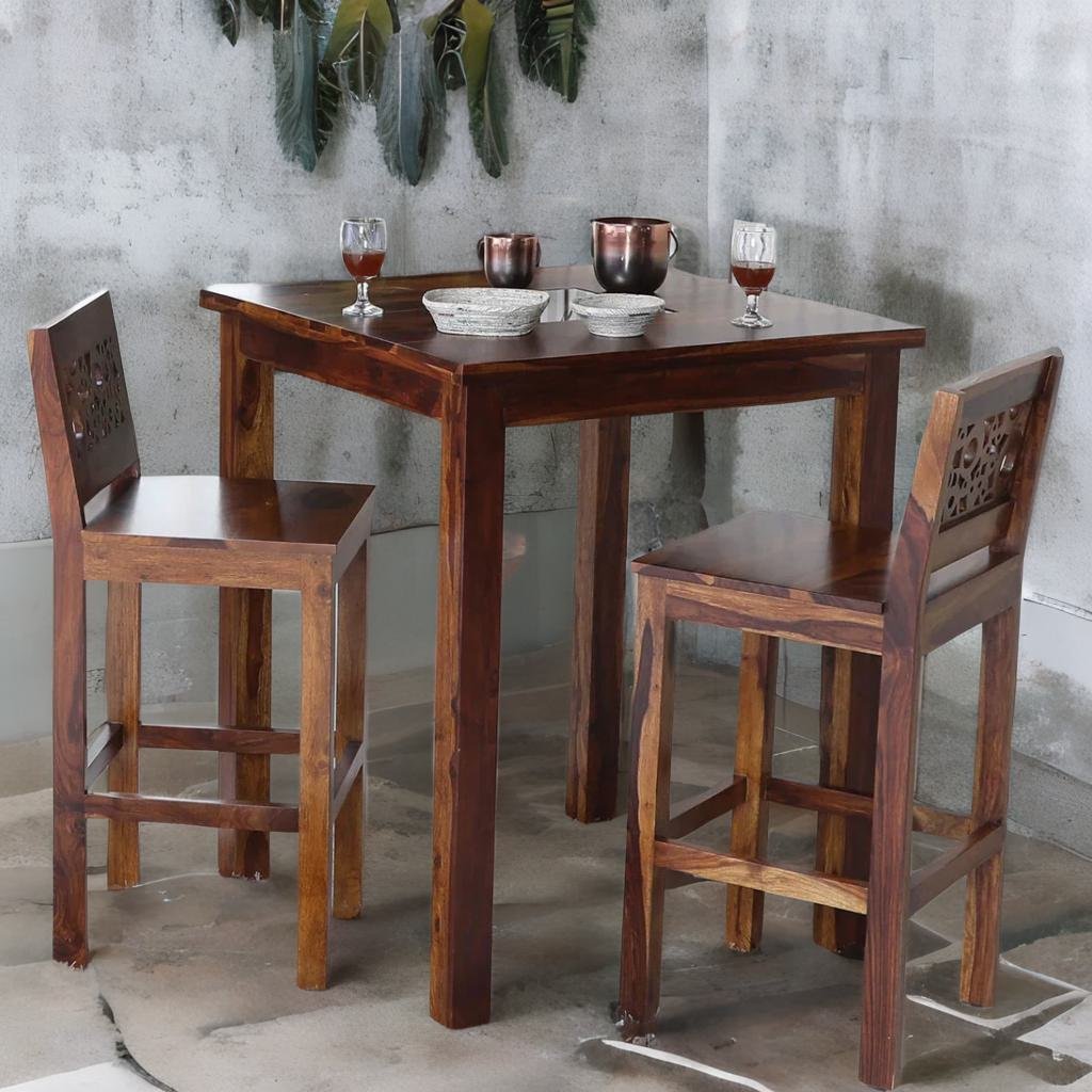 Wooden Bar Table Set With Set of 2 Chairs