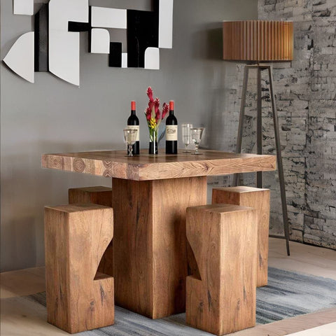 Modern Solid Wood Bar Table with Stool ( 4 Stool )