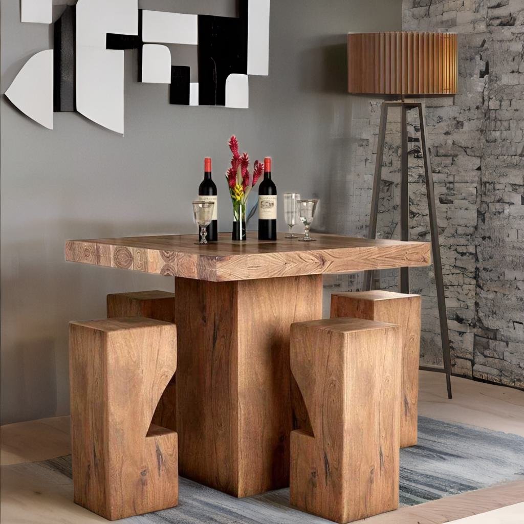Modern Solid Wood Bar Table with Stool ( 4 Stool )