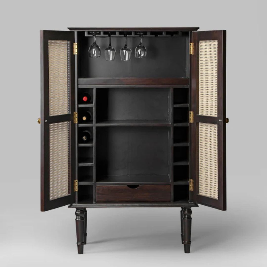 Petra Rattan Bar Cabinet