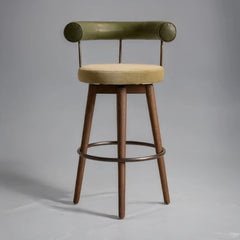 Andro Leather And Velvet Barstool
