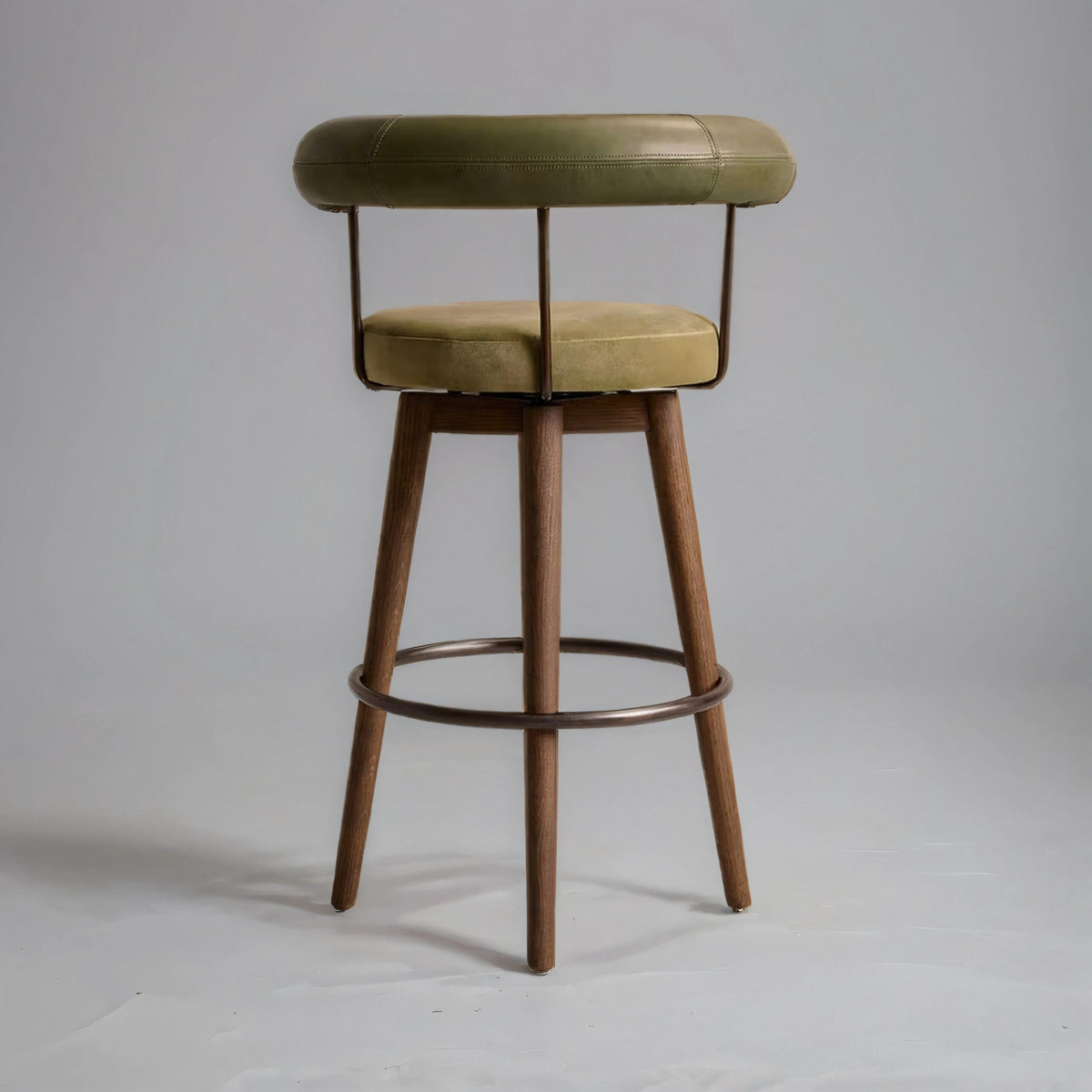 Andro Leather And Velvet Barstool