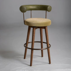 Andro Leather And Velvet Barstool