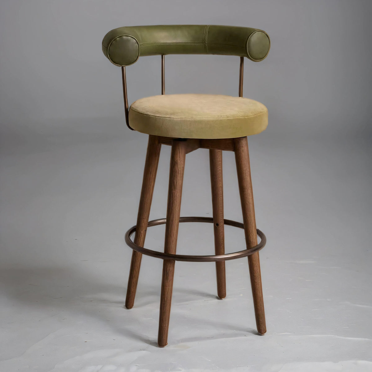 Andro Leather And Velvet Barstool