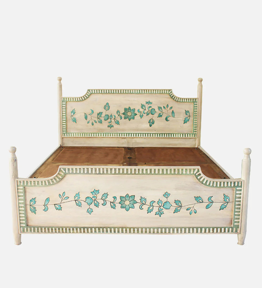 Jaipuri Hand Painted Solid Wood Bed – All Sizes