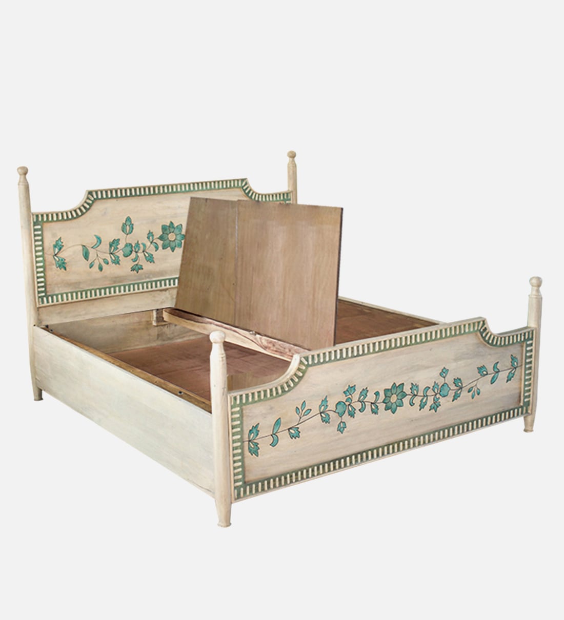 Jaipuri Hand Painted Solid Wood Bed – All Sizes