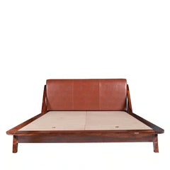 Elite Leather Upholstered Bed In Sheesham Wood - All Sizes
