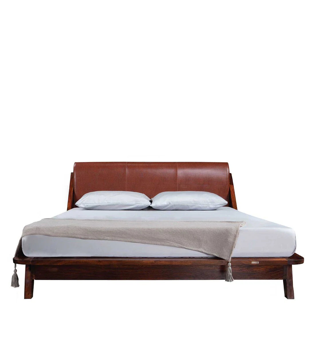 Elite Leather Upholstered Bed In Sheesham Wood - All Sizes