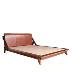 Elite Leather Upholstered Bed In Sheesham Wood - All Sizes