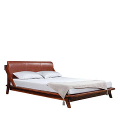 Elite Leather Upholstered Bed In Sheesham Wood - All Sizes