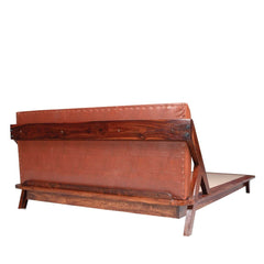 Elite Leather Upholstered Bed In Sheesham Wood - All Sizes