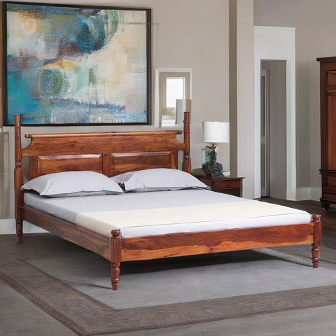 Rao Traditional Sheesham Wood Bed In Honey Finish- All Sizes