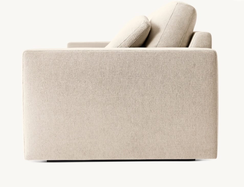 Modern 3 Seater Fabric Sofa - Off-White Finish
