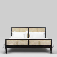 Classic Sheesham Wood Bed With Handwoven Cane - All Sizes