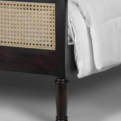 Classic Sheesham Wood Bed With Handwoven Cane - All Sizes