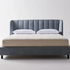 Antalya Modern Fluted Velvet Upholstered Bed In Grey - All Sizes
