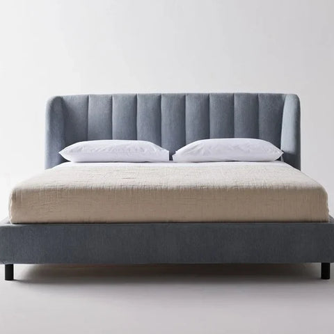 Antalya Modern Fluted Velvet Upholstered Bed In Grey - All Sizes