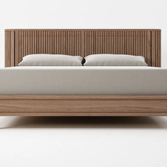 Juniper Designer Fluted Solid Wood Bed With Headboard Storage- All Sizes