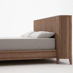 Juniper Designer Fluted Solid Wood Bed With Headboard Storage- All Sizes