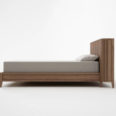 Juniper Designer Fluted Solid Wood Bed With Headboard Storage- All Sizes