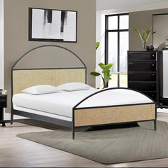 Antalya Modern Solid Wood Rattan Arch Bed - All Sizes