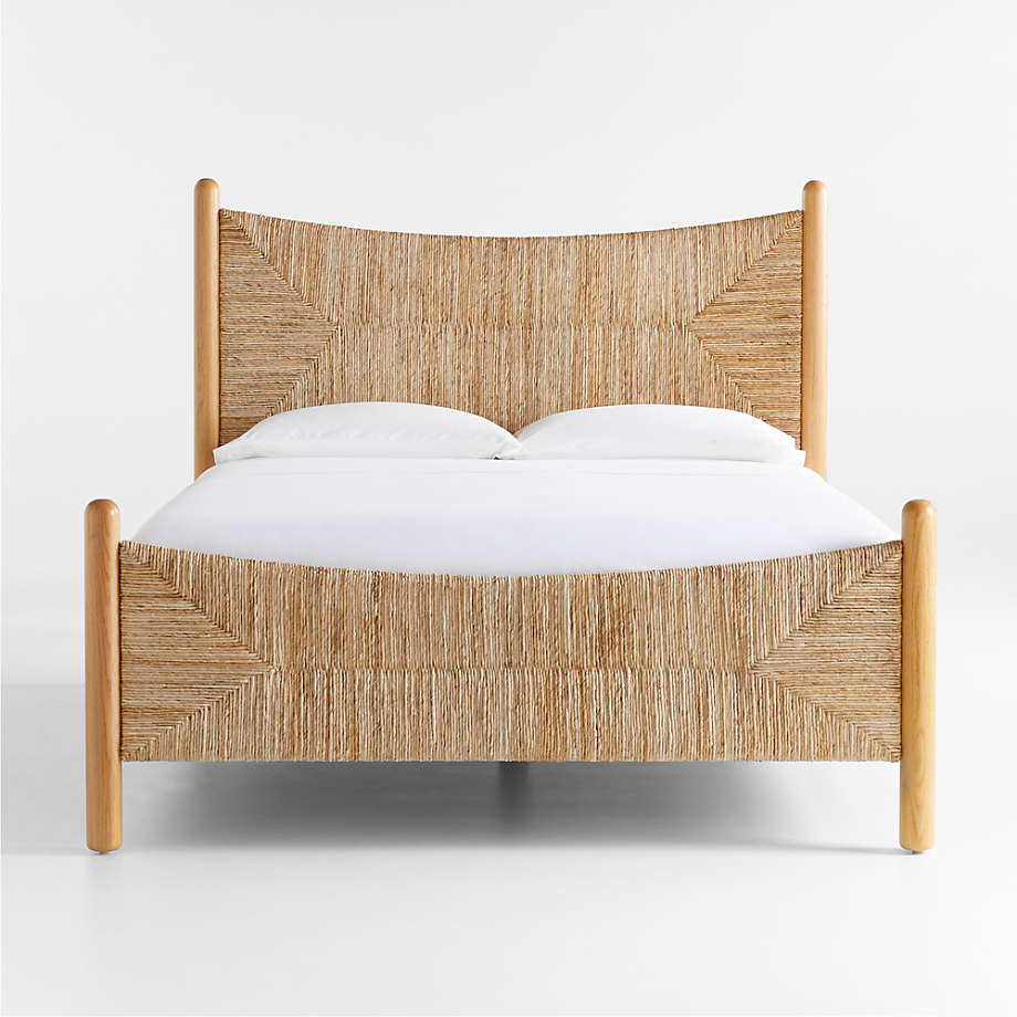 Antalya Modern Solid Wood Rush Woven Bed- All Sizes