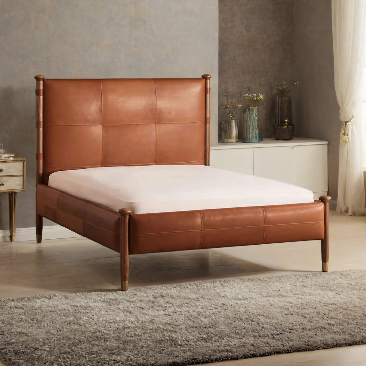 Puebla Leather Upholstered Bed - All Sizes