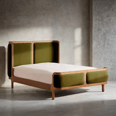 Octa Velvet Olive Upholstered Bed - All Sizes