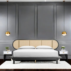 Berlin Solid Acacia Wood Curve Rattan Bed – All Sizes