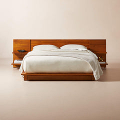 Iris Solid Acacia Wood Bed With Nightstands- All Sizes