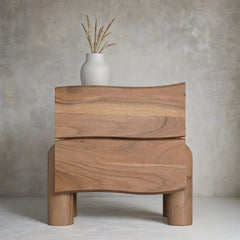 Ibiza Acacia Wood Side Table With Drawer