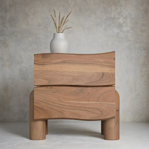 Ibiza Acacia Wood Side Table With Drawer
