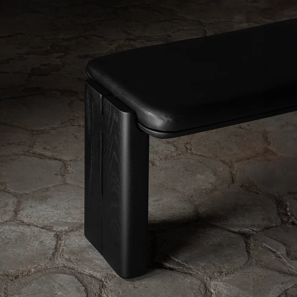 Viola Luxury Leather Upholstered Bench In Black