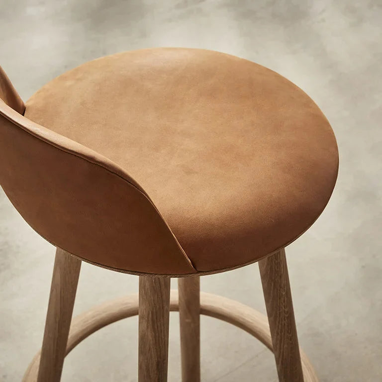 Modern Wooden Bar Chairs with Backs Fabric