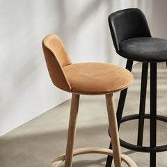 Modern Wooden Bar Chairs with Backs Fabric