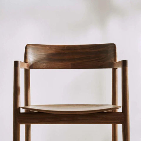 Modern Solid Wood Arm Chair - Brown Finish