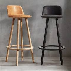 Modern Wooden Bar Chairs with Backs Fabric