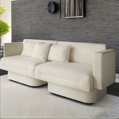 Milano Modern Off- White Finish Boucle Fabric Sofa - 3 Seater