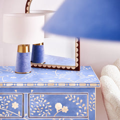 Blue Toki Bone Inlay Chest of 5 Drawers