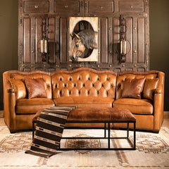 Delhi Leather Sectional Sofa - Color: Honey