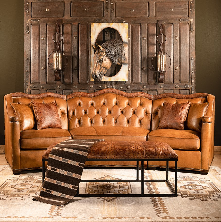 Delhi Leather Sectional Sofa - Color: Honey