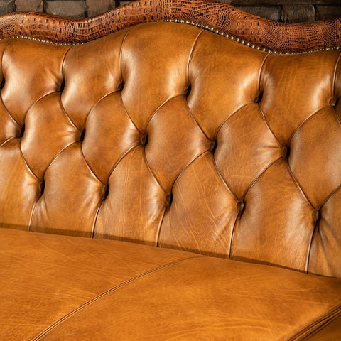 Delhi Leather Sectional Sofa - Color: Honey