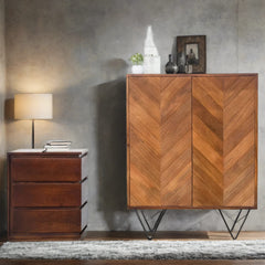 Premium Finish Mango Wood Bar Cabinet