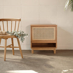 Berlin Solid Wood 1- Door Rattan Cabinet